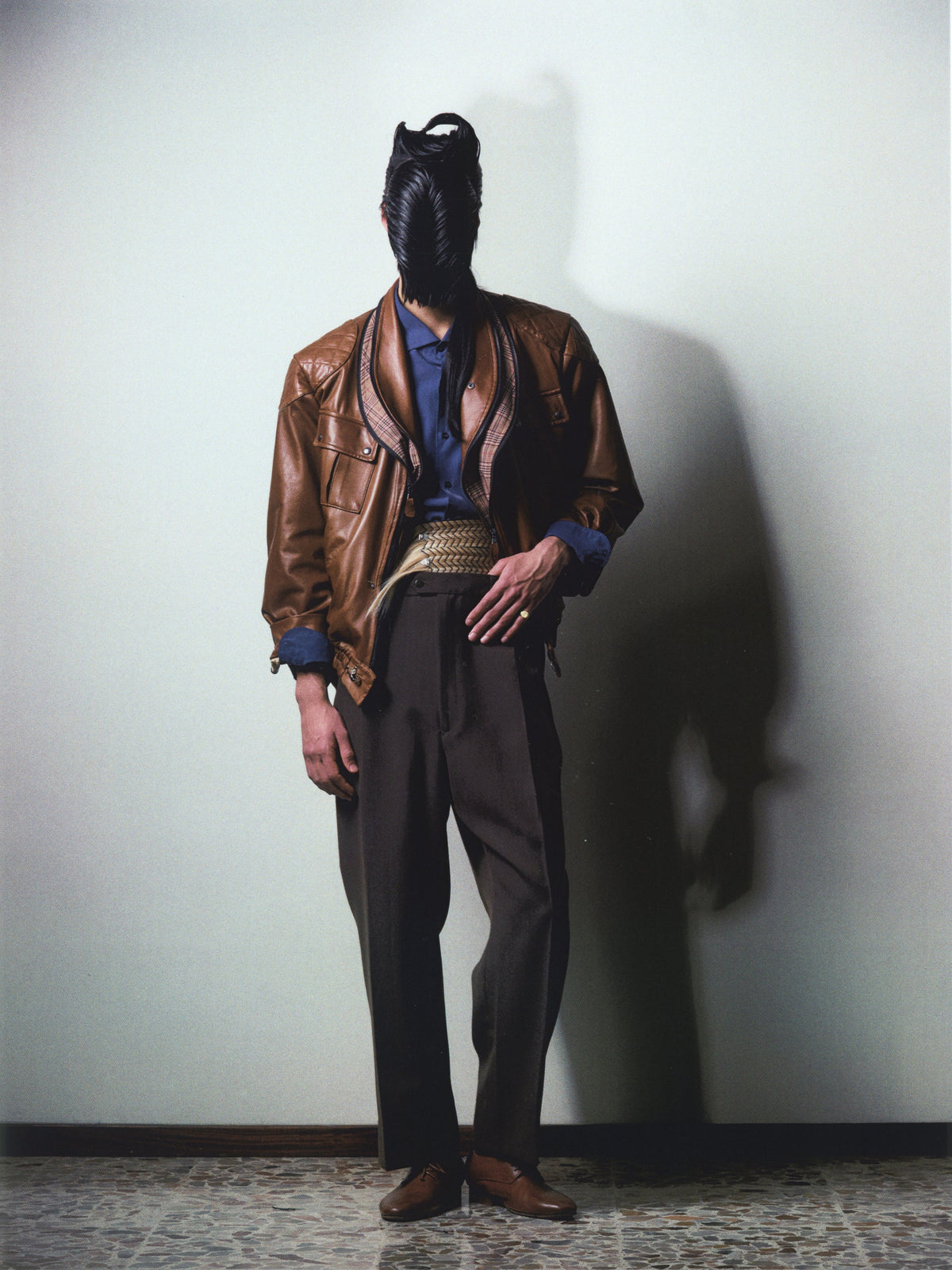 Leather Shawl Collar Jacket