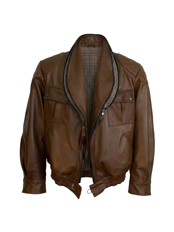 Leather Shawl Collar Jacket